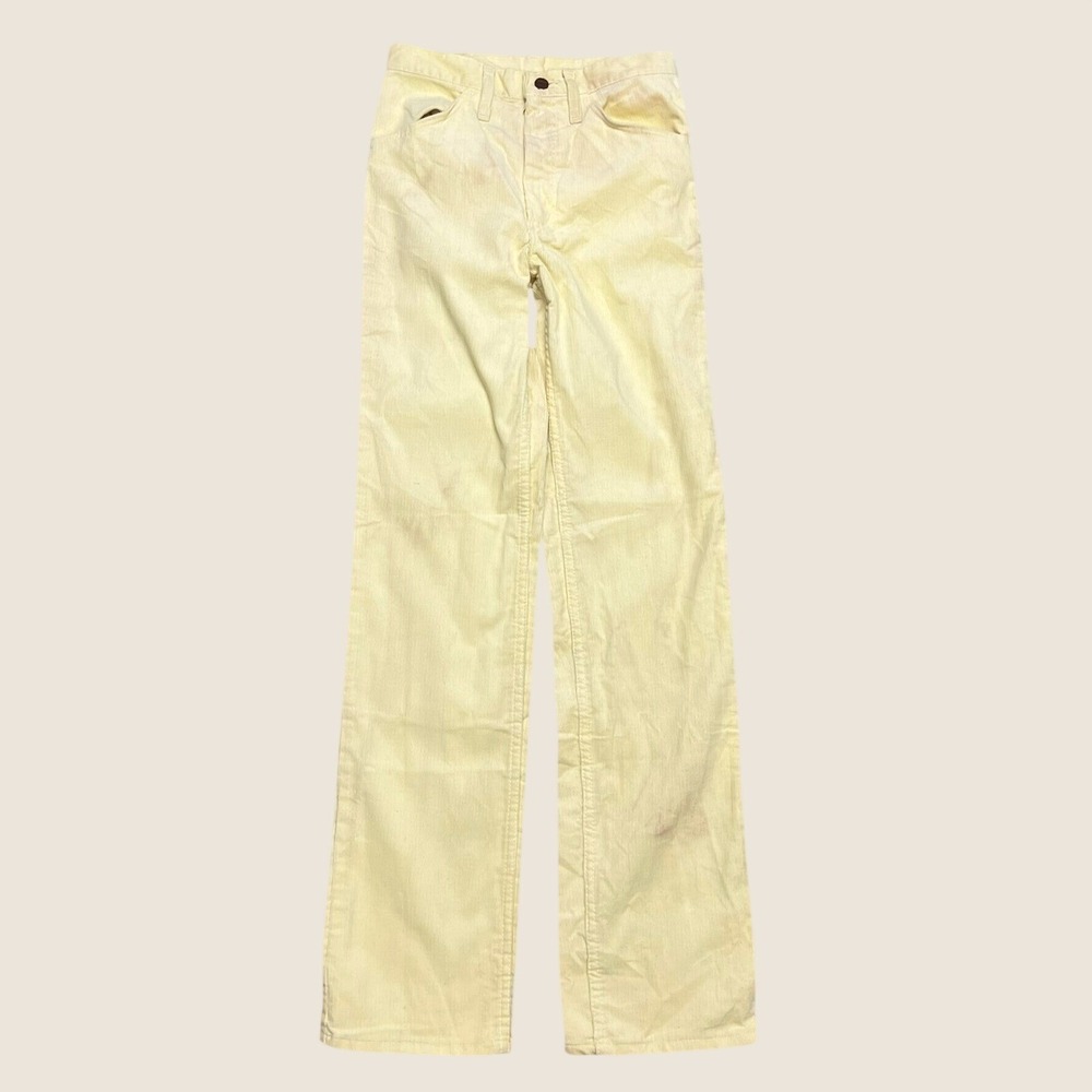 Vintage 70s Wrangler Corduroy Pants Yellow Slim 27 L 1W500 Made in USA High Rise